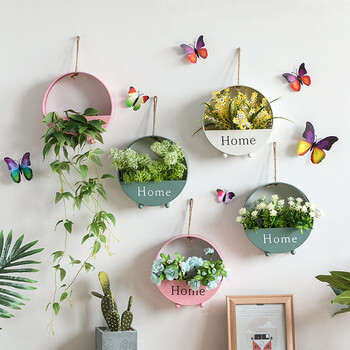 墙壁装饰挂件墙上创意壁挂花篮北欧ins卧室房间餐厅玄关墙面挂饰 铁艺