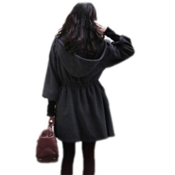 恋在七夕秋冬新款特大码女装韩版胖MM加肥加大码毛呢大衣女士修身显瘦加棉加厚风衣女外套女 碳灰色夹棉加厚 6XL适合220斤人