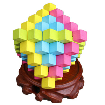 儿童玩具学生智力解锁拆装创意彩色孔明锁鲁班锁套装礼物 彩大菠萝