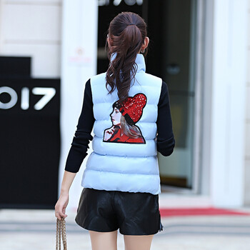 女式马甲2015新款秋冬装修身时尚女士马夹短款学生背心潮棉上衣女 白色 M