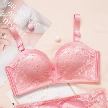 品牌无肩带文胸 安心奇迹三代冲孔透气手掌杯火山石无痕少女内衣 粉色
