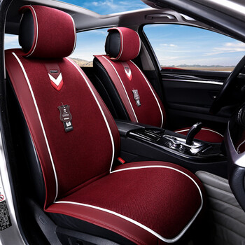 坐垫免捆绑防滑透气面料通用车座垫名门旭日系列五座车座椅垫子酒红色