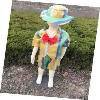儿童舞台走秀演出服亲子装手工制作塑料袋服装 绿色燕尾服a款 110cm