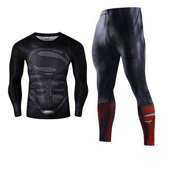 超人蜘蛛侠运动紧身衣套装男跑步篮球训练打底健身速干压缩弹力 jst