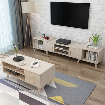 电视柜 简约电视柜茶几组合 现代卧室创意影视柜 日式简约茶几(雪松)