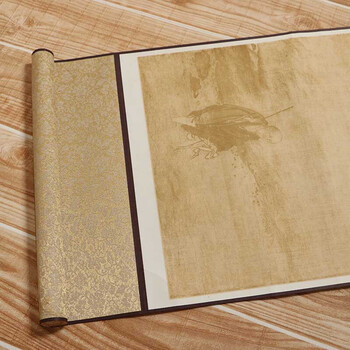 卷轴空白画轴 复古半生熟书法作品宣纸挂轴书法装裱字画挂画定制 带锦