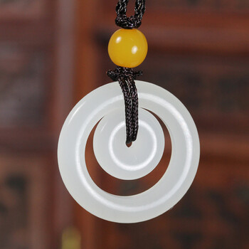 rosefree 新疆和田玉白玉平安扣吊坠男女款母子平安扣双平安扣挂件玉