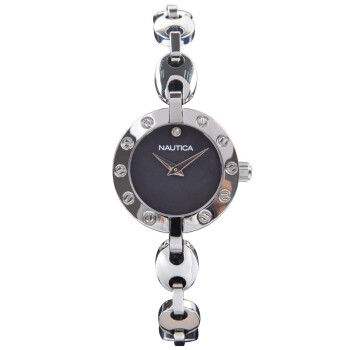 诺帝卡（NAUTICA）手表 石英银色钢带休闲时尚女表黑色珍珠贝母表盘NAI13507M