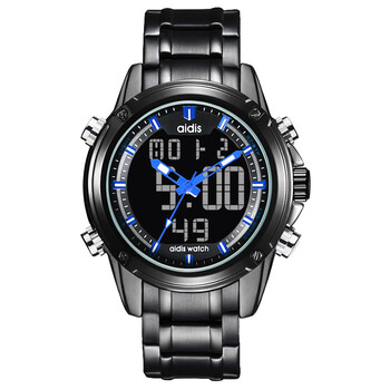 爱迪时 石英表精钢带防水运动表 时尚潮流夜光男腕表 男士手表男表 全