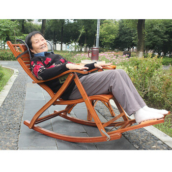 竹摇椅老年人躺椅子多功能折叠椅午睡椅夏季靠背实木家用凉椅 款豪华
