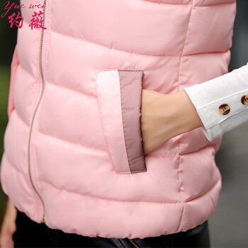 约薇  2015棉服女短款马甲韩版轻薄立领马夹背心外套  YW505 白色 XXXL