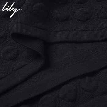 Lily冬装新款女装修身包臀裙纯色百搭半身裙114410C6603 黑色-58色 160/66A/M
