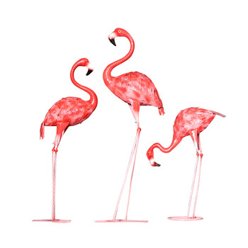 森系婚庆道具铁艺三件套婚礼装饰摆件户外商场场景布置 铁艺火烈鸟三