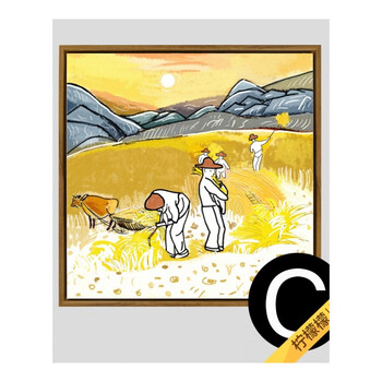 装饰画房间墙壁挂画壁画三联画沙发背景墙中国风农民画 五谷丰登c款