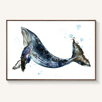 现代简约装饰画鲸鱼客厅画沙发背景墙画卧室床头挂画海豚壁画横版 by