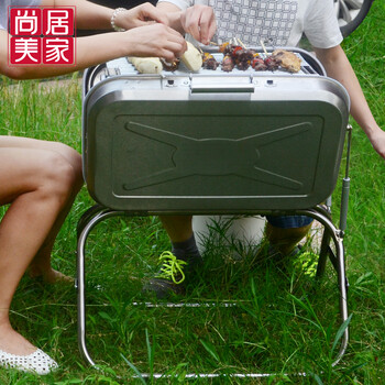 尚居美家钢铁侠烧烤架 户外烧烤  家用便携烧烤炉 木炭折叠烧烤架 便携液压烧烤炉 不锈钢烤针-12根