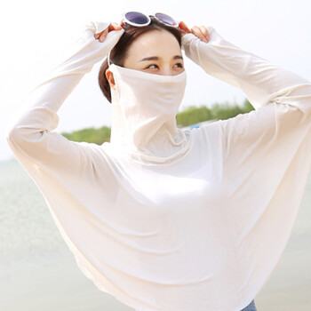 夏季开车骑车莫代尔防晒衣防紫外线长袖披肩口罩一体遮阳长袖套女