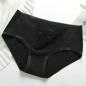 内裤女性感镂空蕾丝少女火辣裤衩全棉质无痕中腰女士三角底裤 黑色 l