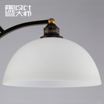 生活设计大师简约欧式餐厅灯美式乡村地中海复古铁艺玻璃巴比伦2头吊灯