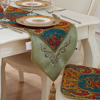 欧式桌旗餐桌布茶几布柜旗布艺桌旗美式豪华床旗可定做 佛罗伦萨-绿色