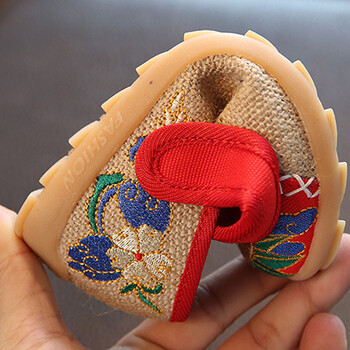 手工绣花鞋民族风刺绣民族风牛筋底儿童布鞋 红色 26码/15.6cm