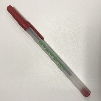 penbeat笔 bic圆珠笔 老款透明送新手卡切割垫板笔袋 环保透明红