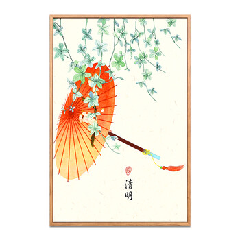 画24节气沙发背景墙壁画餐厅壁画挂画装饰字画玄关走廊过道画 清明 40