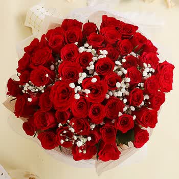 七夕红玫瑰花束情人节鲜花送女友送老婆同城鲜花速递 52红玫瑰花束