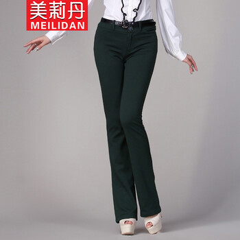美莉丹 2015秋装女装紧身微喇气质女长裤 女 白色 L