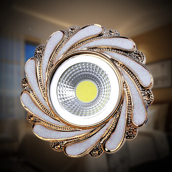 欧式射灯筒灯 led天花灯猫眼复古cob筒灯嵌入式客厅背景走廊 新金色