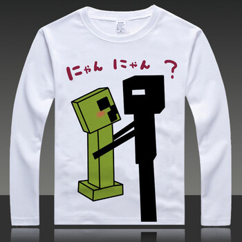 minecraft 游戏周边 我的世界长袖 苦力怕 衣服动漫t恤儿童装 18 s