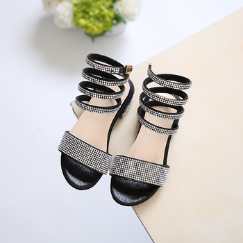 时尚女鞋 凉鞋 尚美嘉足 女童露趾凉鞋2018夏季新款儿童小高跟水钻