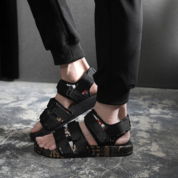 男开车穿的凉鞋港风韩版潮流透气2018新款休闲沙滩凉拖鞋 花布(f032)