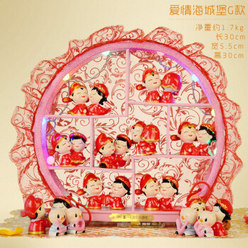 宇皇梦艺 结婚礼物摆件创意客厅家居装饰品摆设实用新婚庆娃娃工艺品送老婆送朋友情人节表白礼物 发光G款134a7