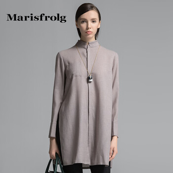 Marisfrolg玛丝菲尔 新款素雅时尚丝毛混纺复古上衣 衬衫 其他白 3/L/40