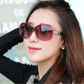 新款太阳镜女潮偏光墨镜女士圆脸2018款防紫外线眼镜2018长脸 红色