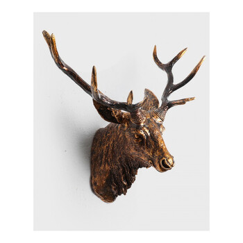 欧式复古鹿头壁挂动物头创意家居饰品树脂羊头壁饰客厅墙壁装饰品
