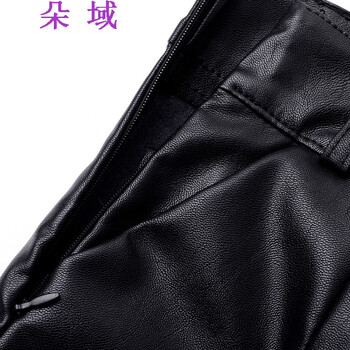 朵域2016秋冬新款韩版时尚百搭修身显瘦PU皮裤短裤直筒裤F4073A0529 黑色 S
