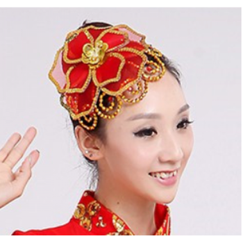 秧歌舞舞台演出头花民族广场舞古典舞亮片头饰表演女