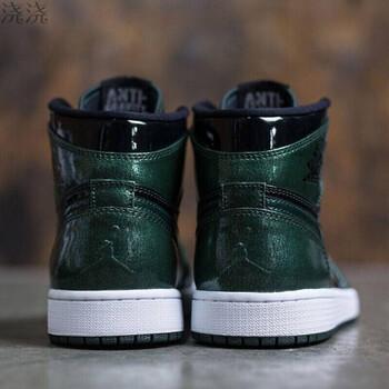 代购nike air jordan 1 retro aj1 墨绿 漆皮 男子篮球鞋 332550-3