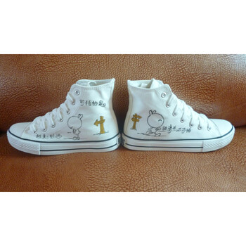 新款越狱兔帆布手绘鞋涂鸦休闲韩版男女情侣旅游度假亲子鞋 bb 30