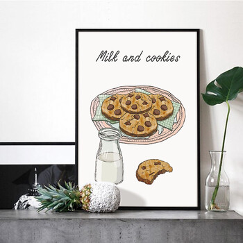 北欧风格手绘西餐厅装饰画简约素雅烘培室单联挂画蛋糕店法式厨房墙