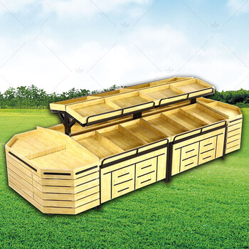 超市蔬菜水果木架木质果蔬架水果店货架展示架水果架子 双层组合2.