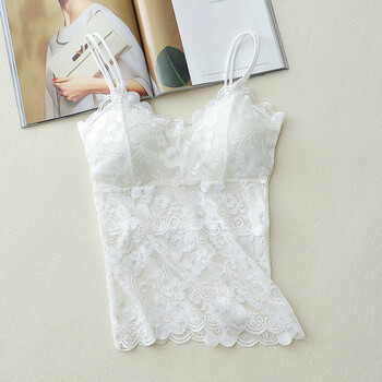白色蕾丝抹胸防走光长款吊带背心裹胸美背文胸性感内衣薄款女 白色