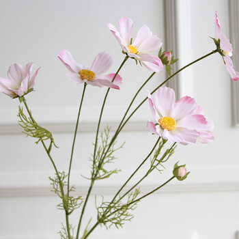 花太阳花假花客厅摆放花卉绢花仿真花束装饰花 粉红色 波斯菊单枝花