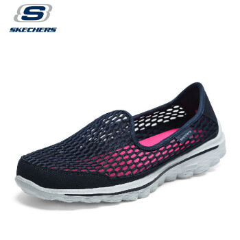 斯凱奇skechers skechers 女款鏤空透氣一腳套 柔軟舒適休閒鞋 海軍