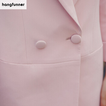 hangfunner 2015冬装新款小西装女中长款外套韩版修身外套休闲百搭糖果色小西服 深蓝色 S