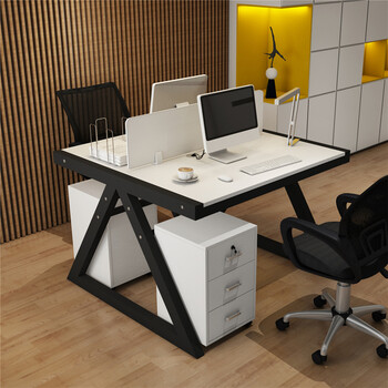 职员办公桌简约现代桌椅组合电脑四人位4屏风工作6工位办公室家具