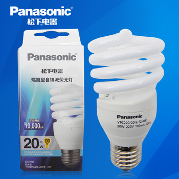 松下（Panasonic）螺旋型节能灯20W E27灯头 4支装 冷光/日光色