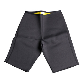 爆汗五分裤男女健身瑜伽运动紧身塑型暴汗裤桑拿排发汗出汗裤 黑 黄 m